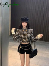 Cyflymder Women Suit Autumn/Winter New Small Fragrant Style Plaid Long Sleeve Slim Short Coat High Waist Wrap Hip