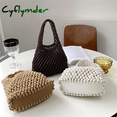 Cyflymder Women Summer Fashion Knitting Small Woven Crochet Bag Silk Weaving Satin Ribbon Green