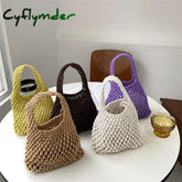 Cyflymder Women Summer Fashion Knitting Small Woven Crochet Bag Silk Weaving Satin Ribbon Green