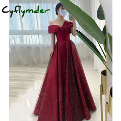 Cyflymder Women Summer Satin Toasting Gown Bride’s High-end Feeling Light Wedding Dress Red One Shoulder Engagement