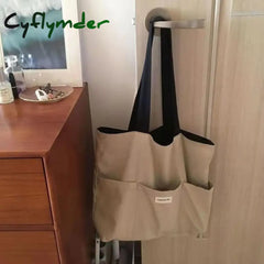 Cyflymder Women Tote Bag Aesthetic Solid Color Students Casual Handbag Shoulder Large Capacity