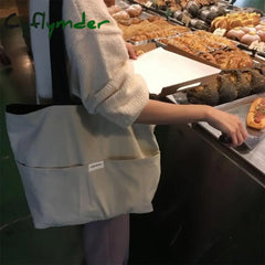 Cyflymder Women Tote Bag Aesthetic Solid Color Students Casual Handbag Shoulder Large Capacity