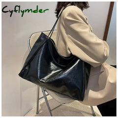 Cyflymder Women Tote Bag Fashion Underarm Pouch Large Capacity Soft Pu Leather Shoulder Retro