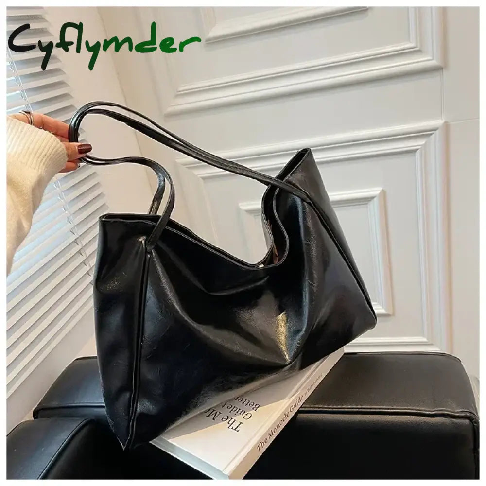 Cyflymder Women Tote Bag Fashion Underarm Pouch Large Capacity Soft Pu Leather Shoulder Retro