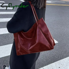 Cyflymder Women Tote Bag Fashion Underarm Pouch Large Capacity Soft Pu Leather Shoulder Bag Retro Crossbody Bag Casual