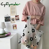 Women Transparent Tote Double Organza Yarn Cloth Bags Embroidery Flowers Handbag High Quality Eco Shopping Bag Purses For Girls