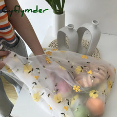 Cyflymder Women Transparent Tote Double Organza Yarn Cloth Bags Embroidery Flowers Handbag High