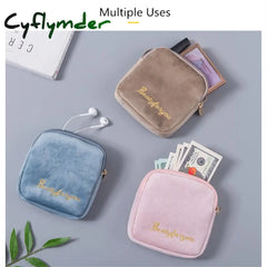 Cyflymder Women Velvet Makeup Bag Girls Lipstick Organizer Cosmetic Make Up Package Pouch Sanitary