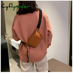 Cyflymder Women Waist Packs Fashion Crochet Fanny Pack For Female Pu Leather Bum Belt Bag Small