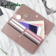 Cyflymder Women Wallets Genuine Leather Women Long Wallet Fashion Zipper Bag Multicolor Wallet Splicing Wild Coin Purse