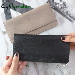 Cyflymder Women Wallets Genuine Leather Women Long Wallet Fashion Zipper Bag Multicolor Wallet Splicing Wild Coin Purse