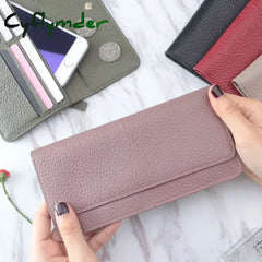 Cyflymder Women Wallets Genuine Leather Women Long Wallet Fashion Zipper Bag Multicolor Wallet Splicing Wild Coin Purse