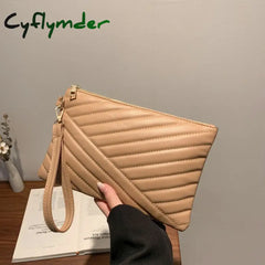Cyflymder Women Wristlet Bag Stylish Leather Envelope Shopping Traveling Portable Small Purse