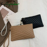 Cyflymder Women Wristlet Bag Stylish Leather Envelope Shopping Traveling Portable Small Purse
