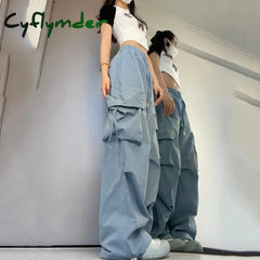 Cyflymder Women Y2K Cargo Pants High Waist Streetwear Hip Hop Trousers Female Big Pockets Casual
