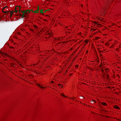 Cyflymder Women’s A Line Dress Short Mini White Black Red Long Sleeve Solid Color Ruffle