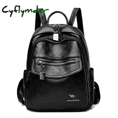 Cyflymder Women’s Backpack Fashion And Elegant Bag Soft Leather Solid Zipper Comfortable For