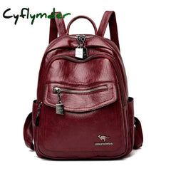 Cyflymder Women’s Backpack Fashion And Elegant Bag Soft Leather Solid Zipper Comfortable For