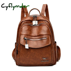 Cyflymder Women’s Backpack Fashion And Elegant Bag Soft Leather Solid Zipper Comfortable For
