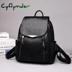 Cyflymder Womens Backpack Female Pu Leather Back Pack Large Capacity School Bag For Girl Double
