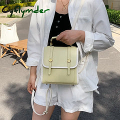 Cyflymder Women’s Backpack Summer New Fashion Small Cute Leather Bag Leisure Travel Solid Color