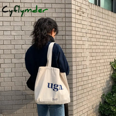 Cyflymder Women’s Bag Cheap Casual Large Capacity Shoulder Bags Shopper Canvas Letter Fashion