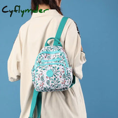 Cyflymder Women’s Bag Trend Vintage Print Small Travel Backpack Waterproof Nylon Mini Luxury