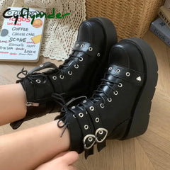 Cyflymder Women’s Boots Autumn Women Ankle Boots Platform Wedges High Heels Short Boots New Fashion Design Zip Cosplay