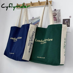 Cyflymder Women’s Canvas Shoulder Shopper Bag Cotton Cloth Eco Big Shopping For Woman Girls