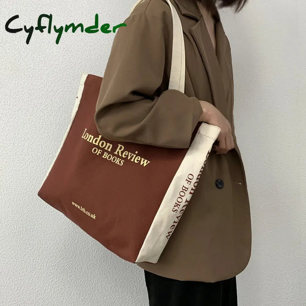 Cyflymder Women’s Canvas Shoulder Shopper Bag Cotton Cloth Eco Big Shopping For Woman Girls