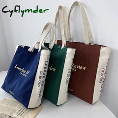Cyflymder Women’s Canvas Shoulder Shopper Bag Cotton Cloth Eco Big Shopping For Woman Girls