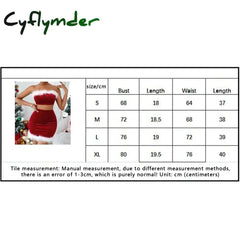 Cyflymder Women’s Christmas Skirt Sets Red Tube Tops + Bodycon Mini Skirt Festival Costumes Party Dress Sets Y2k