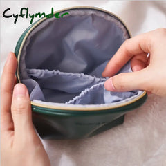 Cyflymder Women’s Cosmetic Bags Pu Bag Multifunctional Mini Coin Purse Leather Solid Zipper