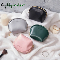 Cyflymder Women’s Cosmetic Bags Pu Bag Multifunctional Mini Coin Purse Leather Solid Zipper