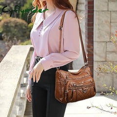 Cyflymder Women’s Crossbody Bag Shoulder Hobo Pu Leather Outdoor Daily Holiday Buttons Zipper