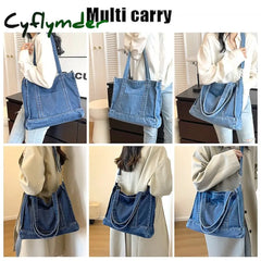 Cyflymder Women’s Crossbody Bag Tote Shoulder Canvas Denim Outdoor Daily Holiday Zipper Large