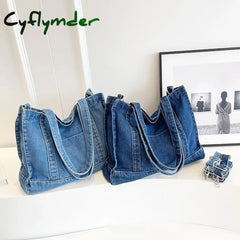 Cyflymder Women’s Crossbody Bag Tote Shoulder Canvas Denim Outdoor Daily Holiday Zipper Large
