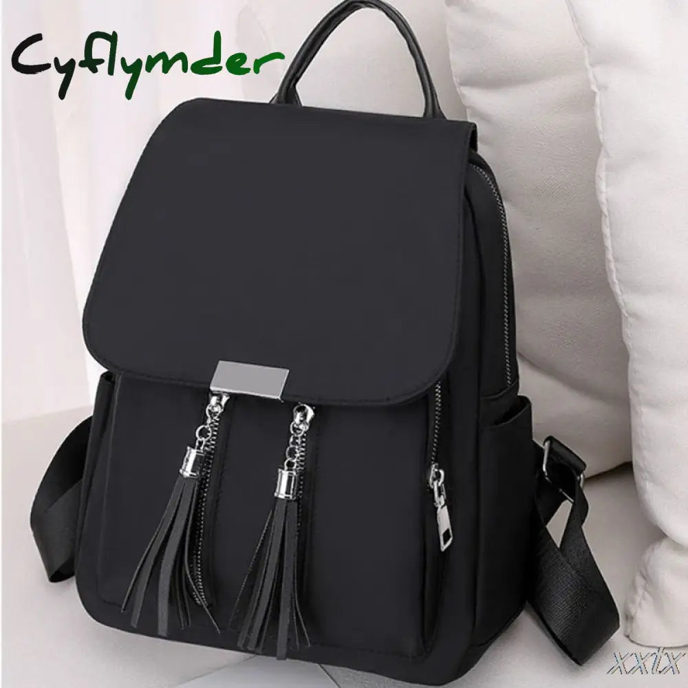 Cyflymder Women’s Fashion Backpack Nylon School Bookbag Tassel Anti-Theft Daypack Rucksack