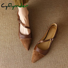 Cyflymder Women’s Flats Pointed Toe Mary Jane Shoes for Women Elegant Dress Shoes Oblique Strap Ladies Shoes