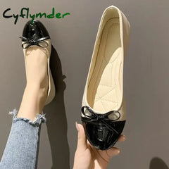 Cyflymder Women’s Flats Shoes Fashion Ballerina Woman Slip-on Loafers Elegant Bow-knot Flat Shoes Ladies Mother Shoes