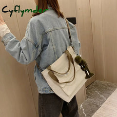 Cyflymder Women’s Handbag Tote Canvas Cross Bag Youth Fashion Casual Large Capacity Cotton