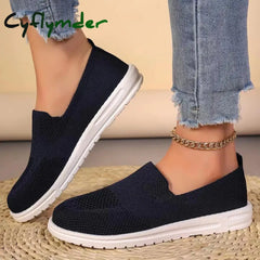 Cyflymder Women’s Knitted Mesh Loafers Plus Size 43 Lightweight Soft Sole Casual Shoes Woman Autumn Non-Slip Breathable
