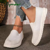 Cyflymder Women’s Knitted Mesh Loafers Plus Size 43 Lightweight Soft Sole Casual Shoes Woman Autumn Non-Slip Breathable