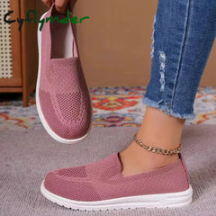 Cyflymder Women’s Knitted Mesh Loafers Plus Size 43 Lightweight Soft Sole Casual Shoes Woman Autumn Non-Slip Breathable