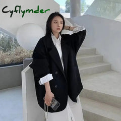 Cyflymder Women’s Large Blazer Coats Spring Autumn Fashion Korean Version Loose Top Coat Office