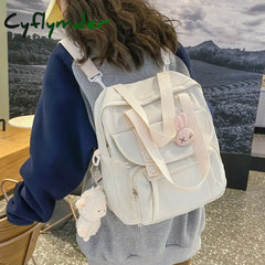 Cyflymder Women’s Nylon Backpack Candy Color Waterproof School Bag Teen Girls Contrast Shoulder