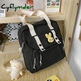 Cyflymder Women’s Nylon Backpack Candy Color Waterproof School Bag Teen Girls Contrast Shoulder