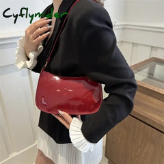 Cyflymder Women’s Patent Leather Handbag Versatile Fashion Shoulder Casual Commuting Bags Girl Brand Designer Zipper