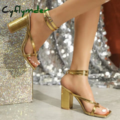 Cyflymder Women’s Shoes With Straps Casual Heels Navy Blue Pumps Sexy Sandals Footwear Peep Toe Nude Sweet Buckle Low