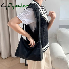Cyflymder Women’s Shoulder Bag Solid Square Shopping Travel Handbags Large Capacity Simple Design